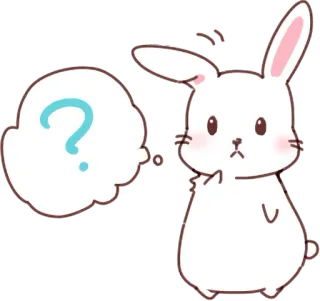 ❓ ? conejo, conejito, signo de interrogación, pensando, dibujos animados, lindo whatsapp sticker