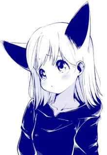 😕 Anime, Manga, Gadis, Telinga Rubah, Lucu, Kawaii telegram sticker