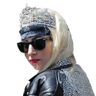 😕 Lady Gaga Estrella pop, Celebridad, Cantante, Artista, Moda, Gafas de sol, Bandana telegram sticker