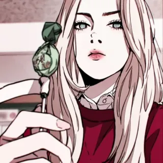 🚴‍♀ woman, cartoon, anime, lollipop, portrait, illustration whatsapp sticker
