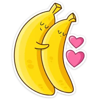 ❤️ Banane, Frucht, Liebe, Herzen, süß, Cartoon, Kawaii telegram sticker