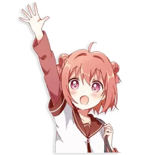 🖐 chica anime, saludando, linda, pelo rosa telegram sticker