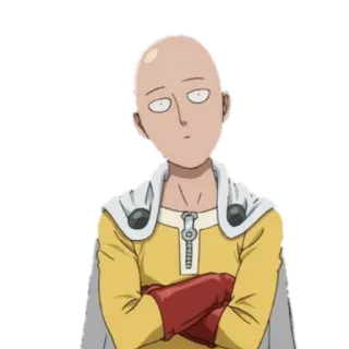 ❓ Saitama One-Punch Man anime, one-punch man, saitama, hero, bald, serious telegram sticker