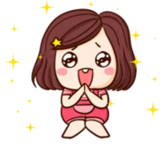 🤓 만화, 소녀, 귀여운, 별, 행복한, 카와이 whatsapp sticker