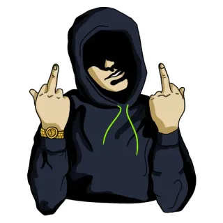 🖕 dedo corazón, gesto obsceno, ofensivo, sudadera con capucha, hombre, actitud telegram sticker