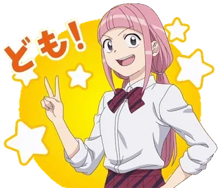 ✌️ ども！ Anime, Chica, Saludo, Signo de la paz, Lindo, Estrellas telegram sticker