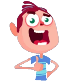 👍 Cartoon, Jongen, Duim omhoog, Positief, Personage, Blij telegram sticker