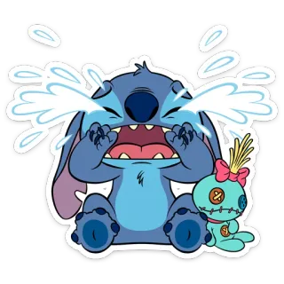 😭 Stitch Мультфильм, Милый, Лило и Стич, Дисней, Эмоциональный, Плачущий whatsapp sticker