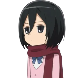 😕 Mikasa Ackerman Attack on Titan anime, chibi, mikasa, attack on titan, manga, cartoon telegram sticker