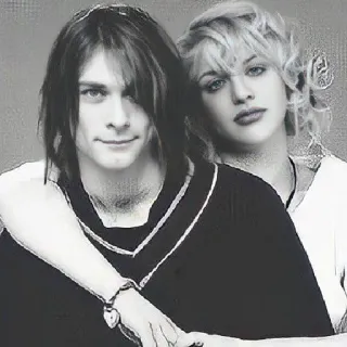 🙂 Kurt Cobain músico, casal, preto e branco, retrato telegram sticker
