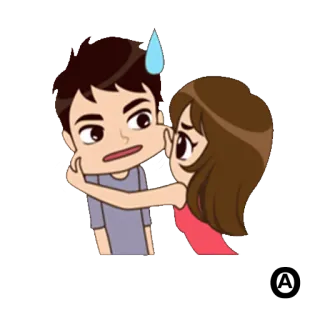 😰 Dibujos animados, Pareja, Emoción, Relación, Preocupado, Amor, Animado telegram sticker