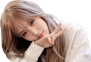 ✌ wanita, gadis, simbol perdamaian, Korea, imut, potret telegram sticker