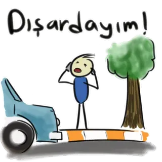 🏢 Dışardayım! bonhomme allumette, accident voiture, dessin animé, extérieur, circulation, accident, surpris telegram sticker