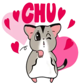 😘 CHU Gleitbeutler, süß, Herzen, Zeichentricktier, Liebe telegram sticker