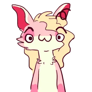🙂 Desenho animado, Adesivo, Animal, Peludo, Fofo, Rosa, Branco, Ilustração whatsapp sticker