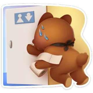 🚽 медведь, ванная, туалетная бумага, срочно, мультфильм whatsapp sticker