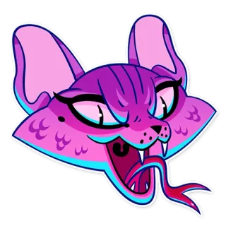 🐍 cat, angry, animal, sticker, purple, pink, cartoon, feline telegram sticker