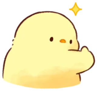 🤩 pollito, lindo, brillo, pulgar arriba, dibujos animados, pájaro whatsapp sticker