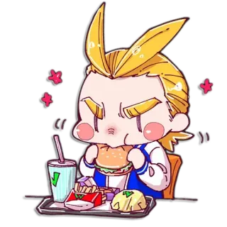 😋 All Might My Hero Academia anime, manga, All Might, My Hero Academia, food, character, sticker telegram sticker