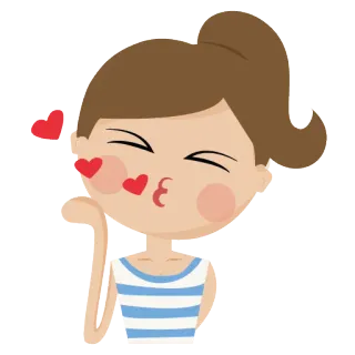 😘 Kartun, Gadis, Cium, Cinta, Hati, Cium jauh telegram sticker