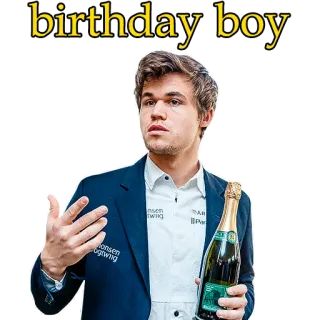 🍾 Magnus Carlsen birthday boy birthday, boy, chess, magnus carlsen, champagne telegram sticker