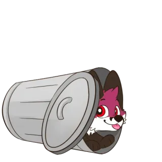 🗑 Cartone animato, Animale, Volpe, Bidone della spazzatura, Carino, Stravagante whatsapp sticker