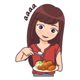 🍲 Yaaa makanan, makan, ayam, gadis, kartun telegram sticker