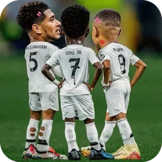 💋 Jude Bellingham, Vinícius Júnior, Kylian Mbappé Real Madrid BELLINGHAM 5 VINI JR. 7 MAPPE 9 telegram sticker