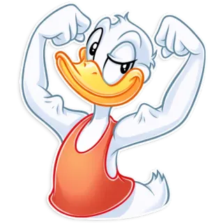 💪 pato, desenho animado, animal, flexionando, músculos, fitness telegram sticker