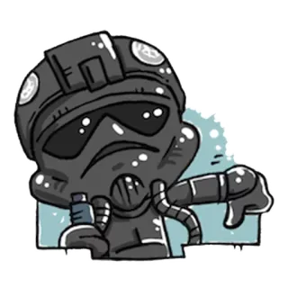👎 sticker, cartoon, charakter, daumen runter, ablehnung, helm, pilot, negativ telegram sticker