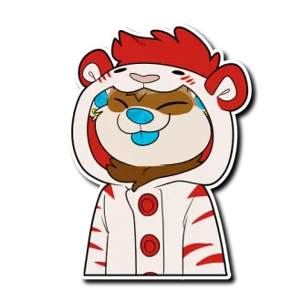 🐯 Мультфильм, Животное, Толстовка, Тигр, Милый, Красный, Белый telegram sticker