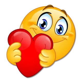 ❤️ Emoji, Corazón, Amor, Afecto, Cara amarilla, Dibujo animado whatsapp sticker