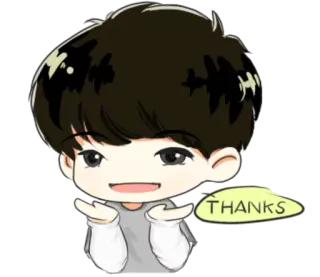 😬 THANKS 卡通, 动漫, 感谢, 感激, 可爱, Q版 telegram sticker