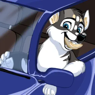 😎 Desenho animado, Cachorro, Animal, Carro, Dirigindo telegram sticker