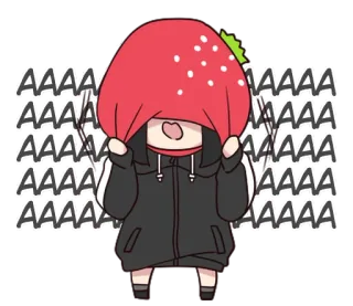 😫 AAAAAAA AAAAAAA AAAAAAA AAAAAAA AAAAAAA fresa, sudadera con capucha, gritando, anime, dibujos animados whatsapp sticker