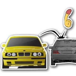 👎 samochód, żółty, szary, ilustracja telegram sticker