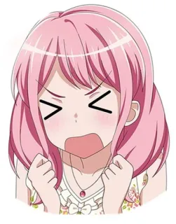 😫 anime, irritado, frustrado, cabelo rosa, desenho animado, menina, expressão telegram sticker