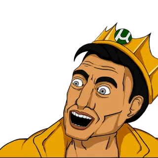 😮 Meme, Lustig, König, Figur, Gelb telegram sticker