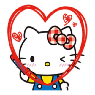 😍 Hello Kitty mignon, dessin animé, kawaii, coeur, chat telegram sticker
