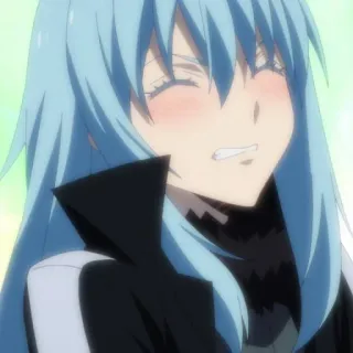 😣 Rimuru Tempest That Time I Got Reincarnated as a Slime Аниме, Улыбка, Счастливый, Исекай, Слайм telegram sticker