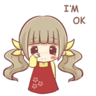 😢 I'M OK аниме, мультфильм, девушка, плачет, грустно, чиби, милый telegram sticker