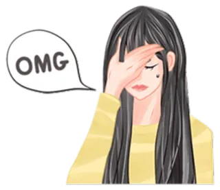😣 OMG chica, omg, reacción, avergonzado/a, facepalm telegram sticker