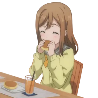 🍞 anime, girl, eating, food, cute, drink telegram sticker