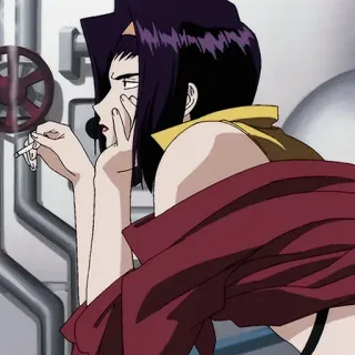 ❤️ Faye Valentine Cowboy Bebop Anime, Faye Valentine, Cowboy Bebop, Merokok, Rokok telegram sticker