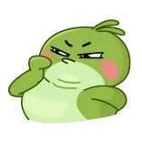 🤔 น่ารัก, สีเขียว, ตัวละคร, การ์ตูน, สติกเกอร์ telegram sticker