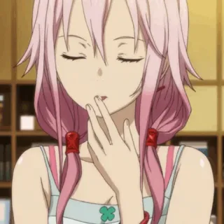 🍓 Inori Yuzuriha Guilty Crown Anime, Dziewczyna, Różowe włosy, Słodkie, Guilty Crown, Inori Yuzuriha telegram sticker
