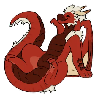 😊 มังกร, การ์ตูน, สีแดง, ผ่อนคลาย, แฟนตาซี telegram sticker