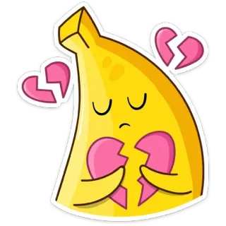 💔 Banane, traurig, gebrochenes Herz, Obst, Cartoon, Aufkleber telegram sticker