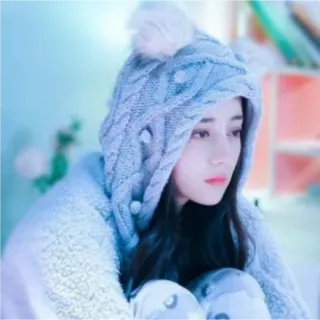 😓 woman, portrait, hat, winter, cold, indoors telegram sticker