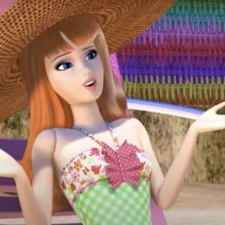 🥸 Barbie, Puppe, Cartoon, Strand, Sommer whatsapp sticker